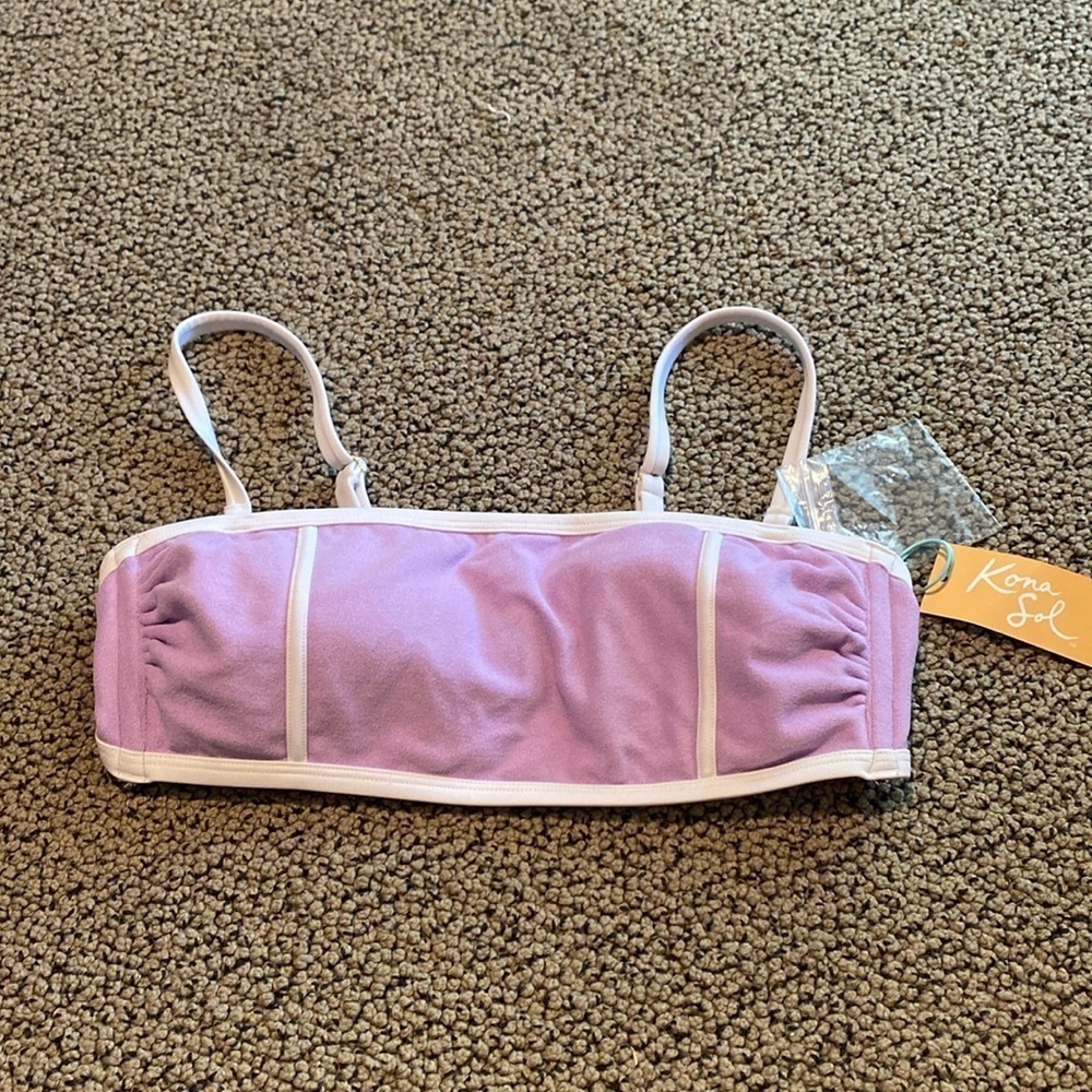 NWT Kona Sol Lavender Terry Bandeau Bikini Top Size Medium